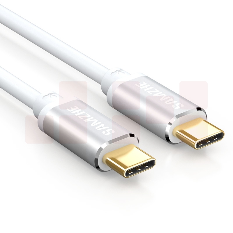 山泽 Type-C公对公数据线 USB3.1传输 3A快充充电器线 双头USB-C手机转接头线 苹果MacBook华为 1米 银色