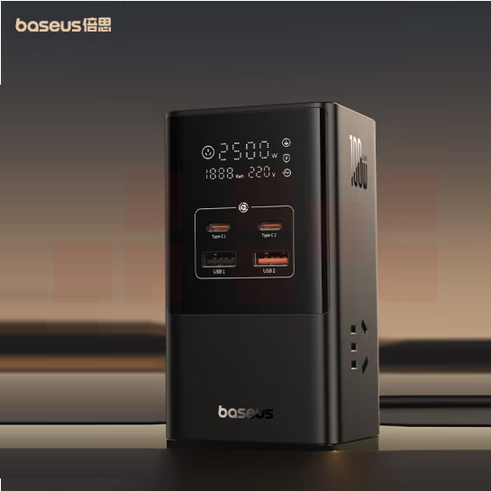 倍思  100W智能数显插线板  插座  氮化镓快充智能插座  货号：YC