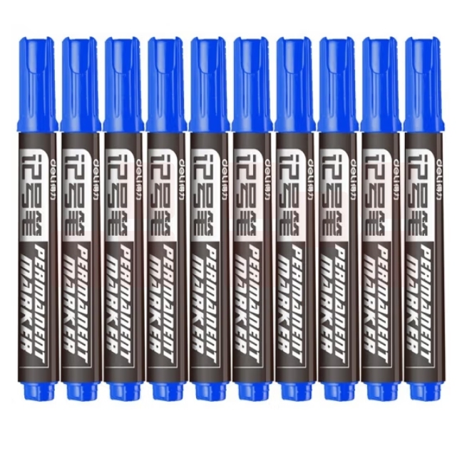 得力6881记号笔 蓝色油性大头笔马克笔 10支/盒 单支价格