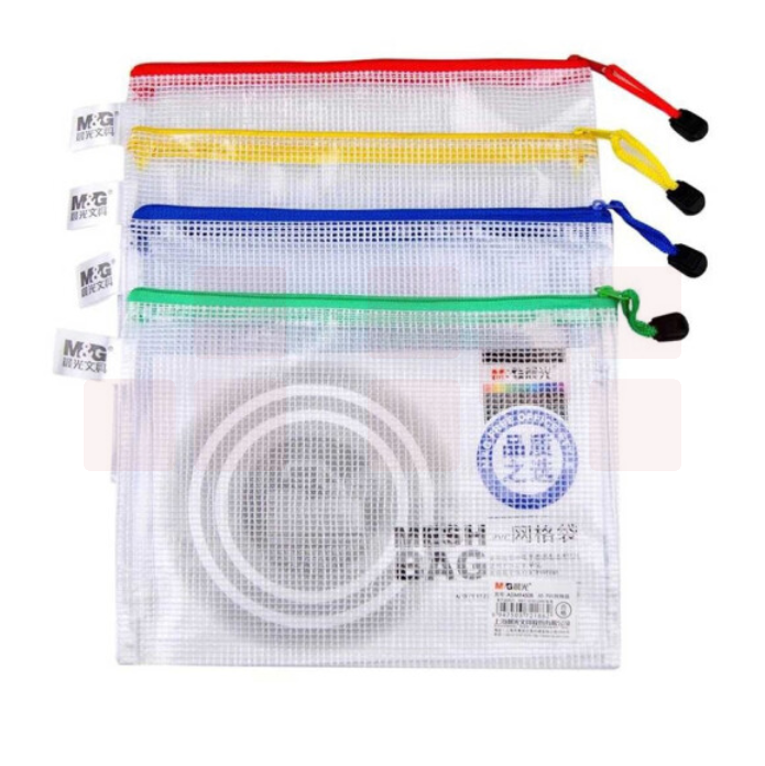 晨光 A6文件袋防水拉链袋pvc网格网纹袋票据资料袋ADM94509