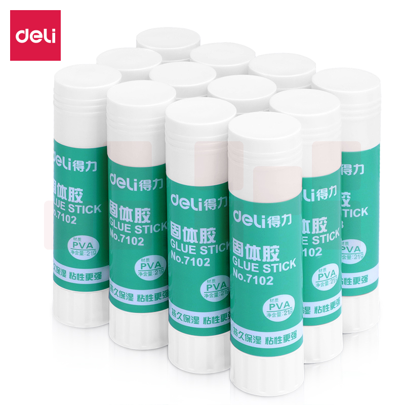 得力7102固体胶21g 高粘度PVA固体胶水/胶棒（12支/盒）；支