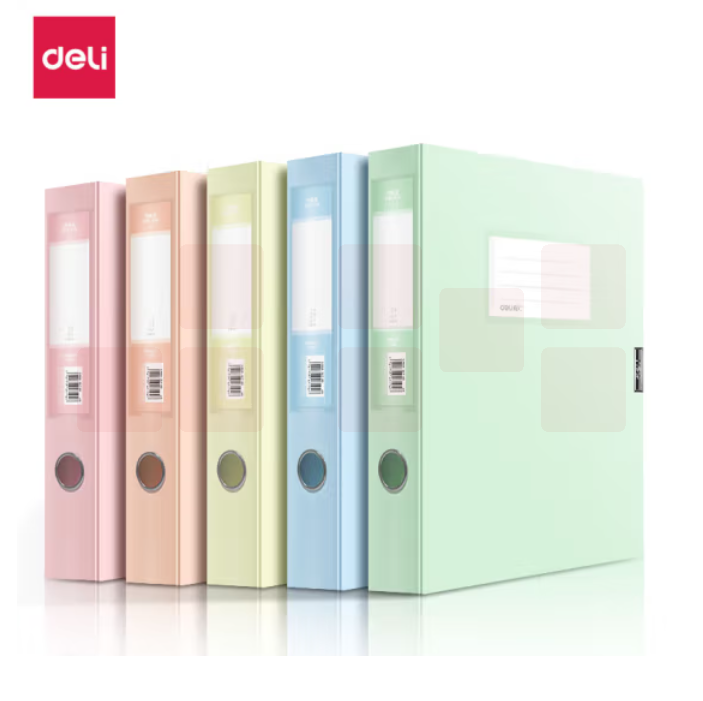 得力 55mmA4档案盒塑料文件盒资料盒 PA110-5混色