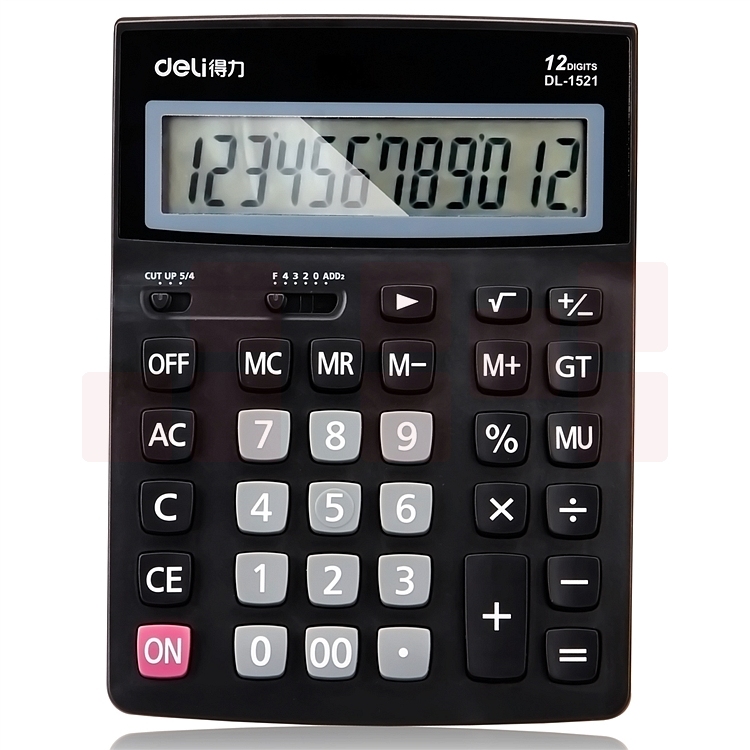 得力 12位双电源计算器 金属面板1521A 黑色