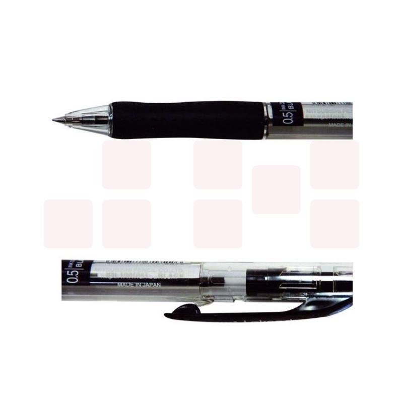 三菱 SN-100 透明杆按挚式圆珠笔 0.5 黑色 按盒销售