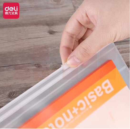 得力 A4透明条纹拉链袋 财务凭证收纳 试卷收纳 磨砂感文件资料袋5568
