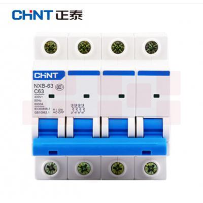 正泰（CHNT）NXB-63-4P-C63 家用空气开关 过载空气开关 DZ47升级款小型断路器 4P 63A