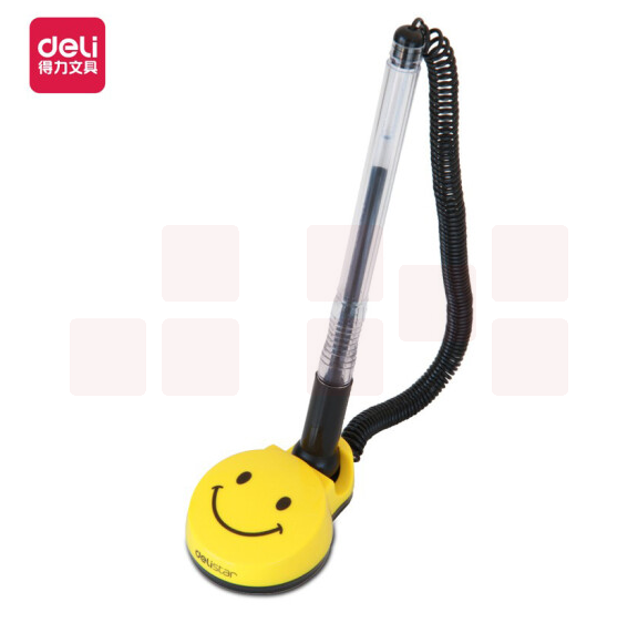 得力  6793 微笑办公桌面台笔 可粘贴台式中性笔  0.5mm 黑色   24支/盒