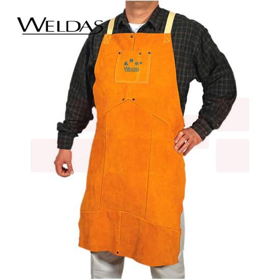 威特仕 / WELDAS 44-2142 金黄色 牛皮护胸围裙 107cm电焊烧焊用耐磨隔热围裙 1件