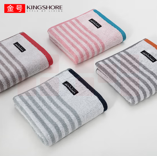 金号  条纹加厚纯棉毛巾 全棉柔软吸水洗脸巾01KA0200   76x35cm