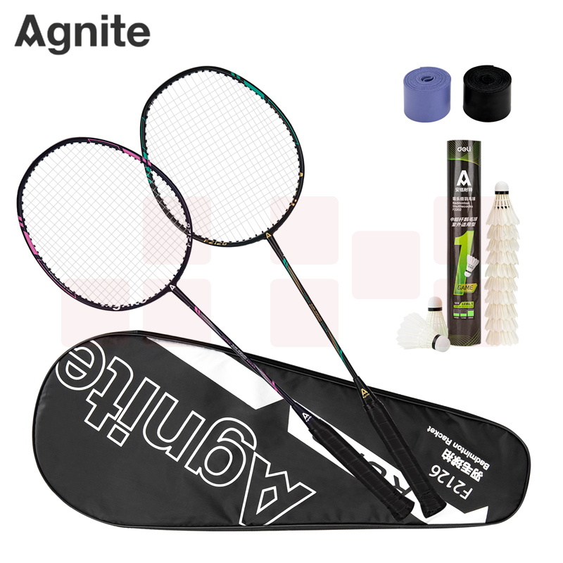安格耐特F2126碳铝羽毛球对拍(赠12只球)(赠2个手胶)(紫色+绿色)(副)