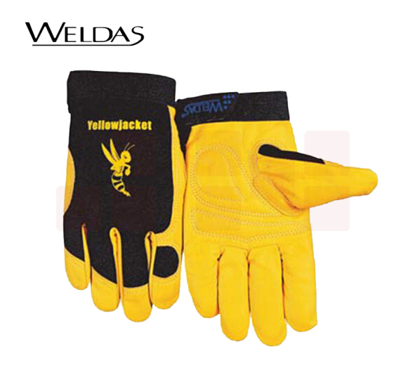 威特仕 10-2680 雄蜂王牛皮机械师手套有抗油防潮赛车手手套舒适灵活黄色 1副