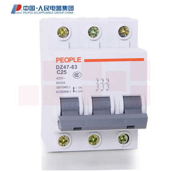 人民电器DZ47-63/3P(25A)断路器空气开关