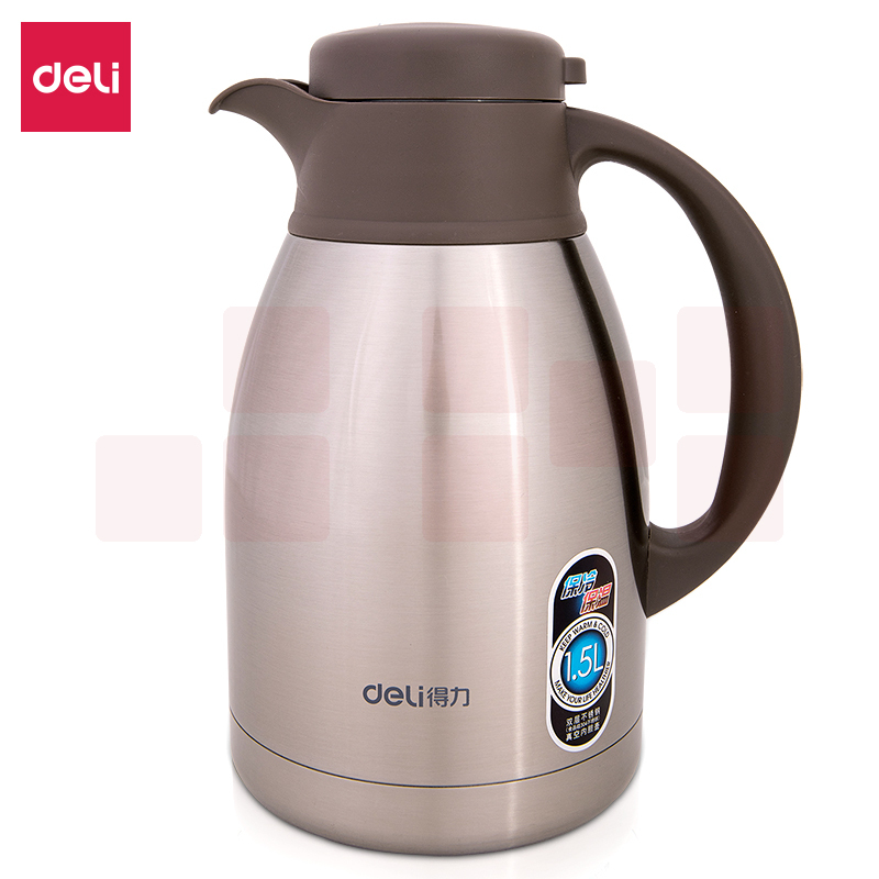 得力8966保温壶(本色)(个)1.5l不锈钢内胆