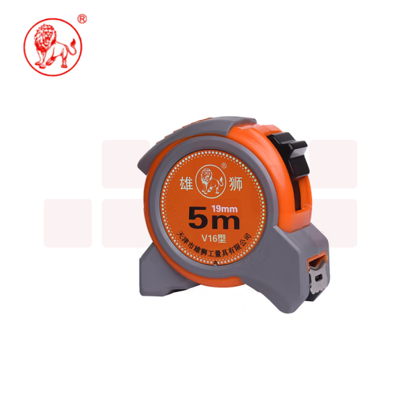 雄狮V16型盒尺5米 包胶自锁Ⅱ级精度盒尺(尺带宽19mm）