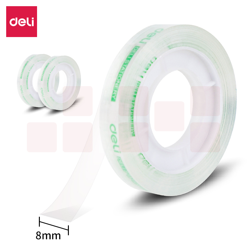 得力30008文具胶带8mm*30y*38um(透明)(2卷/袋)