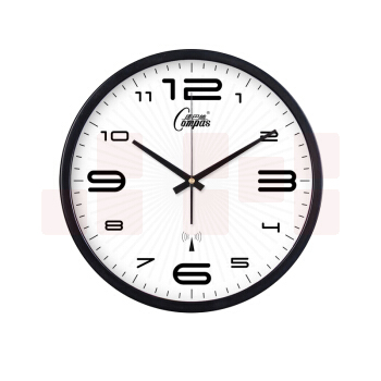 康巴丝  D003-黑色 12寸30cm*30*5cm 三代智能电波钟 挂钟静音钟表