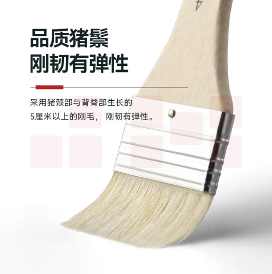 6＃猪鬃板刷 偏硬头猪鬃板刷美术手绘墙绘猪鬃短柄油画板刷 货号：JC