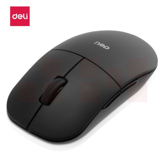 得力 2214 无线静音鼠标(黑色) 流线外形