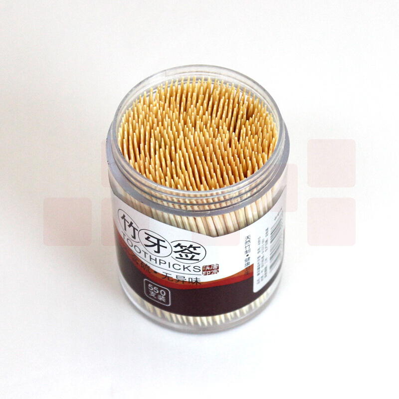 唐宗筷 一次性家用竹牙签 罐装牙签 水果叉子 剔牙棒 550支装 A3915