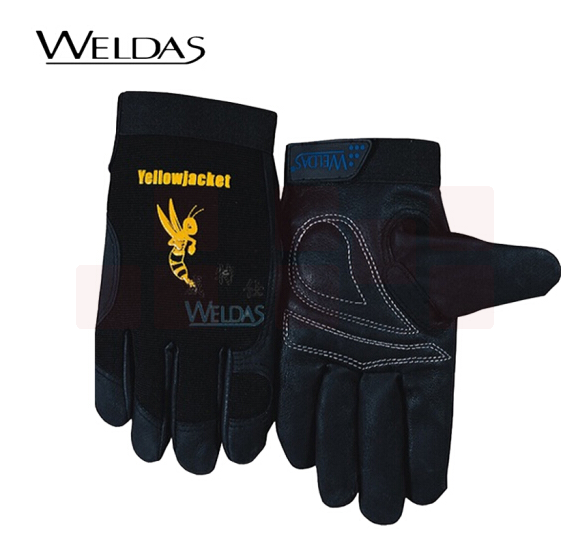 威特仕 10-2660 雄蜂王猪皮机械师手套抗油污防潮赛车手手套舒适灵活黑色 1副