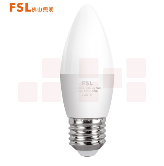佛山/FSL  LED C37晶亮系列灯泡 5.5W  2700K 尖泡