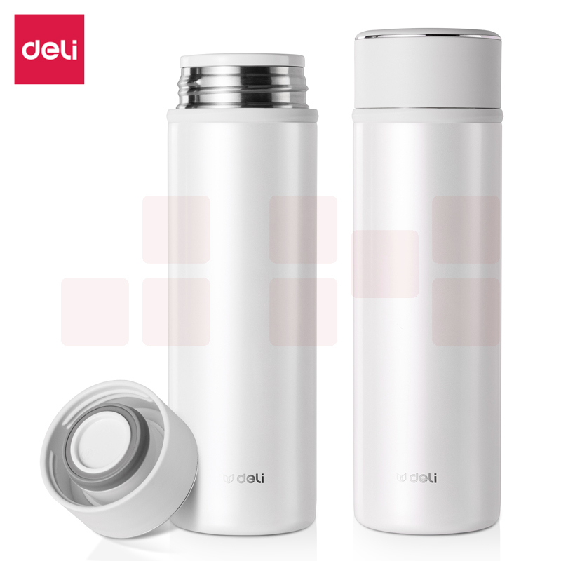 得力LL601-BWE商务保温杯（500ml）(白)(个)