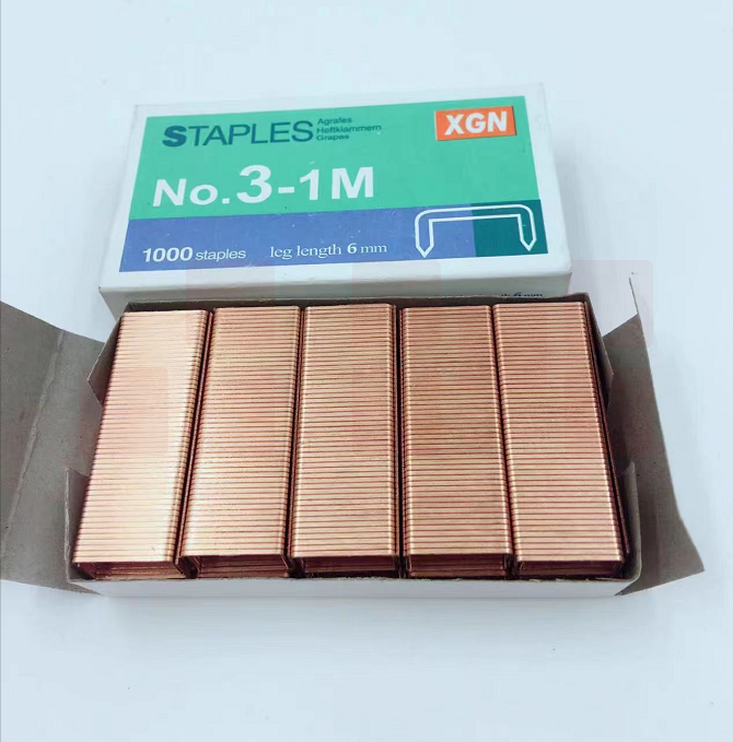 铜针订书针  3-1M    10盒装 货号：WY