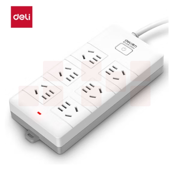 得力 18261 总控 6位5米 新国标安全插座接线板/排插