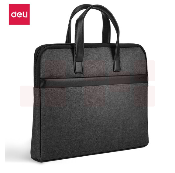 得力 63751公文包 文件袋事务包 涤纶电脑包深灰
