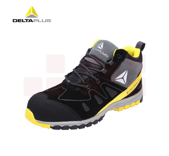 代尔塔 301339(黄黑色-高帮) 新款劳保鞋 运动系列反绒牛皮面安全鞋