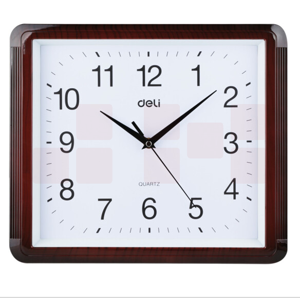 得力（deli） 9007简约现代方形时钟 电子时钟挂钟客厅钟表办公静音钟