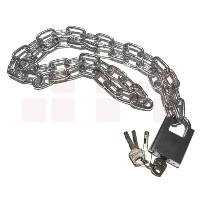 大宝 链条锁/防盗车锁 加粗加长链条锁家用锁具防剪防盗车锁电动车自行车锁铁链子门锁8MM*1M，配四把钥匙