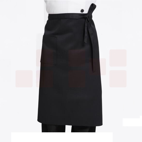 黑色长围裙 厨师围裙 防污围裙 中长款厨师围腰（绣字）