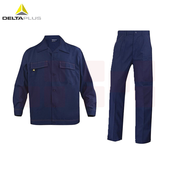代尔塔 405168 长袖工作服全棉防静电工装 轻便透气 藏青色