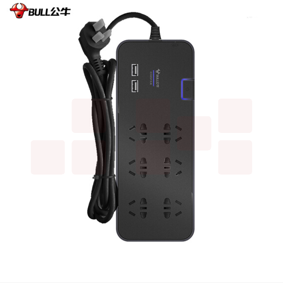 公牛 GN-H306U接线板 3米线 6位+2USB总控 抗电涌插座防雷插排