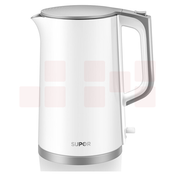 苏泊尔 SW-17S13A电水壶 1.7L全钢无缝内胆 双钢防烫保温一键开盖 白灰