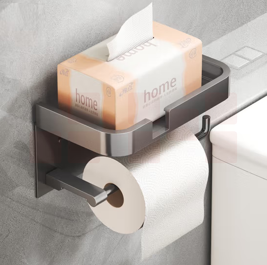 卫生间厕纸盒 免打孔厕所抽纸盒  枪灰色   货号：JC