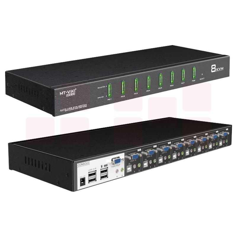 迈拓维矩MT-0801VK 工业级kvm切换器8进1出自动8口带OSD显示器电脑vga