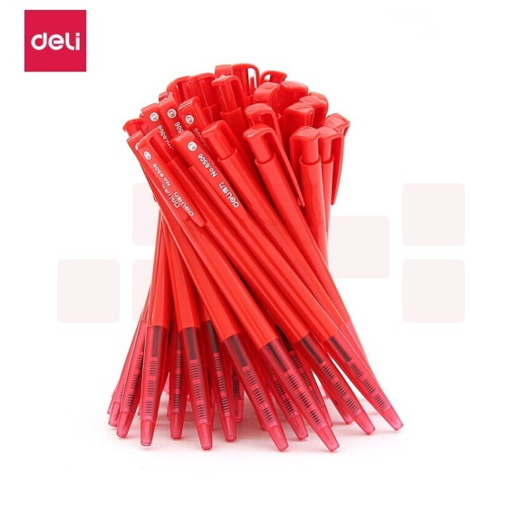 得力6506圆珠笔0.7mm子弹头(红)60支