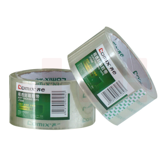 齐心（COMIX）单卷装55mm*60y(54.9米）高透明胶带 宽封箱胶带 办公文具 JT5506