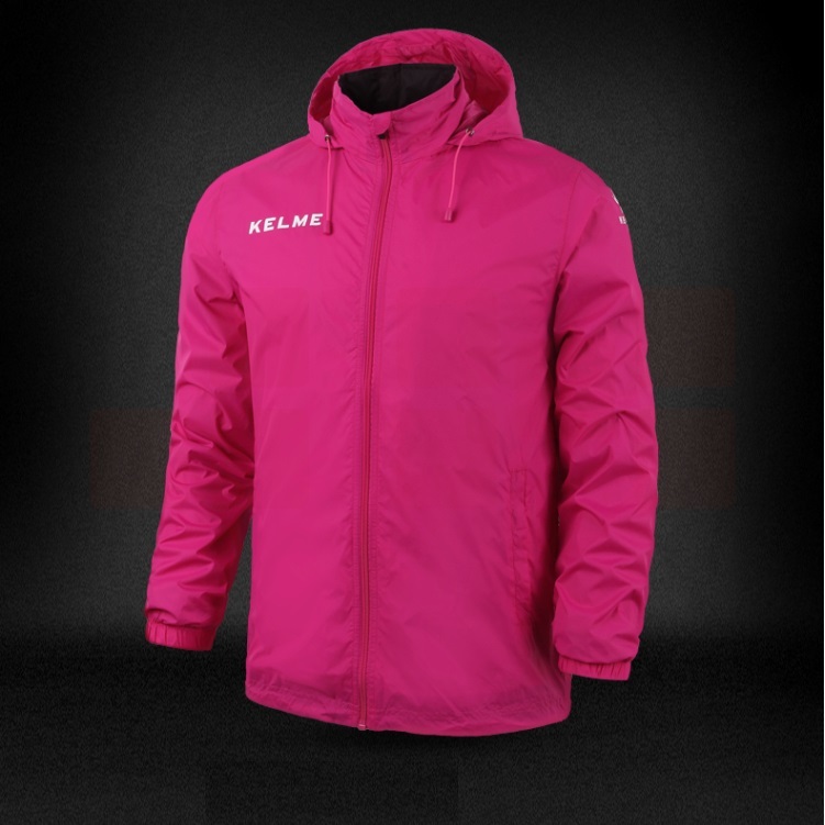 KELME卡尔美儿童运动风雨衣户外防风衣防水连帽足球训练服外套K15S606-1 玫红