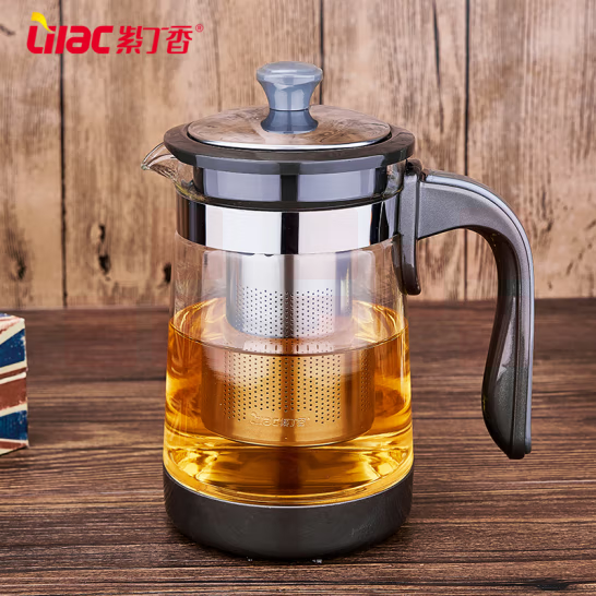 紫丁香 茶壶 玻璃泡茶壶  加厚耐热水壶  950ml  货号：JC