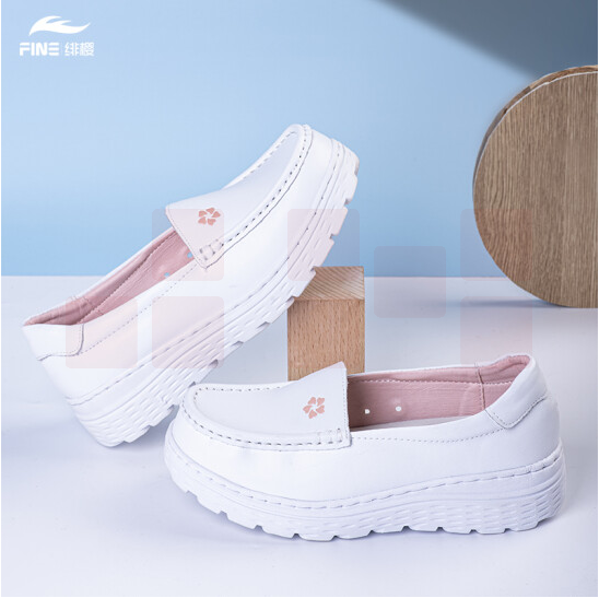绯樱 NE06气垫护士鞋女春秋季款真牛皮透气平底浅口低帮33~42码