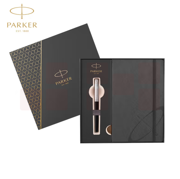 派克  钢笔 乔特复古黑白夹墨水笔+笔记本礼盒    货号：JC