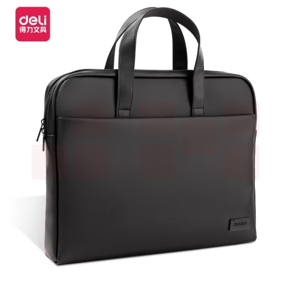 得力 商务拉链袋 公文包14英寸电脑包 黑色BG102-09