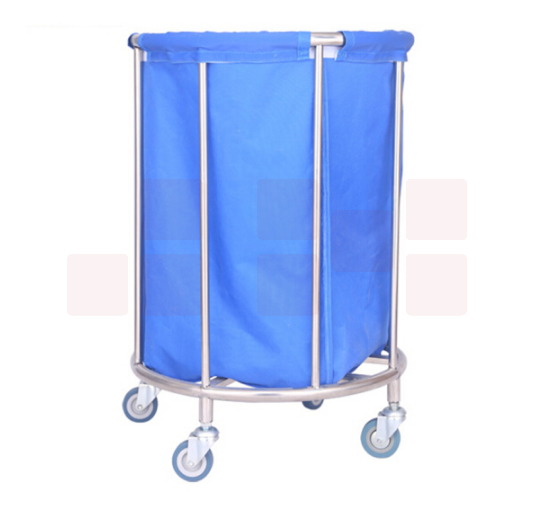 不锈钢污物车圆形 50cm*90cm护理车被服车