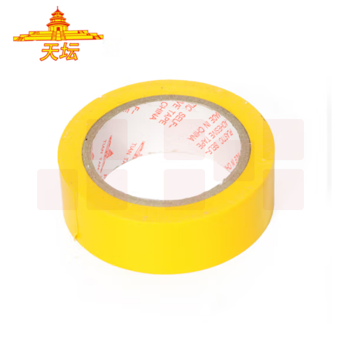 天坛 PVC电气绝缘胶带 电工胶带 18mm*8米 黄色塑包布 （10卷/筒）