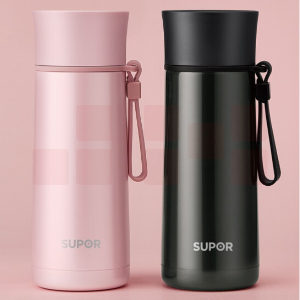苏泊尔  TK1944Q 随行真空保温杯 竹韵系列套装杯 墨黑+蔷薇粉 350ml 货号：WY
