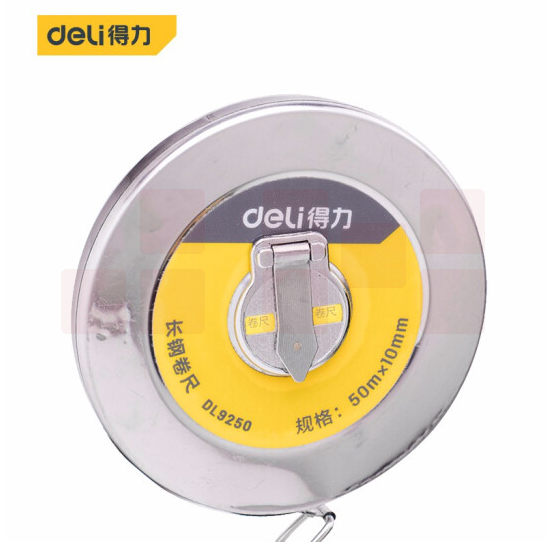 得力(deli)  DL9250  盘式钢卷尺 长钢卷尺大量程工程测量尺50mx10mm    GD
