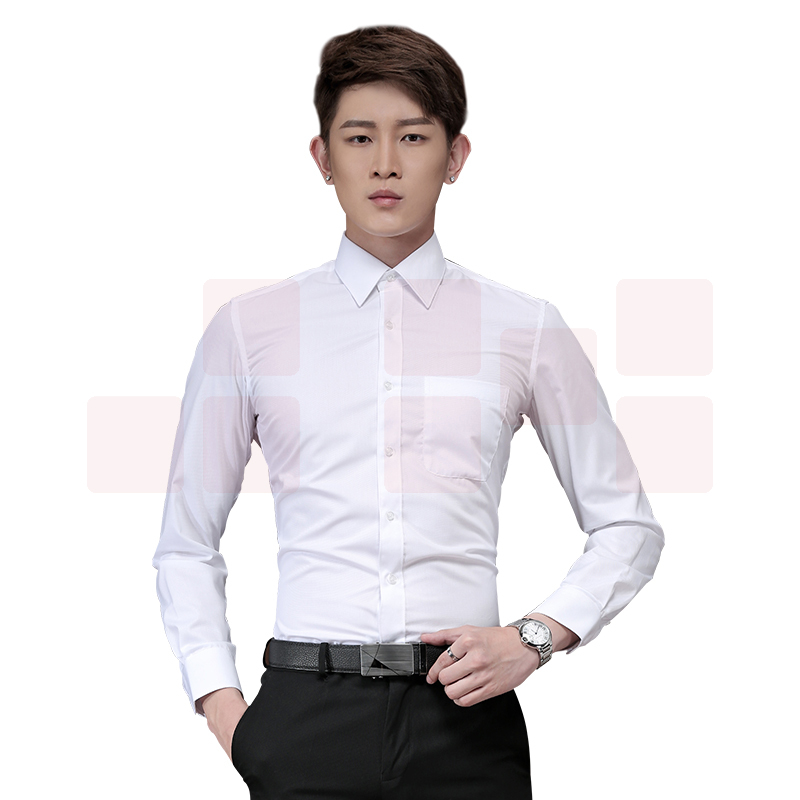 长袖韩版商务白色衬衫 修身款  货号：JC